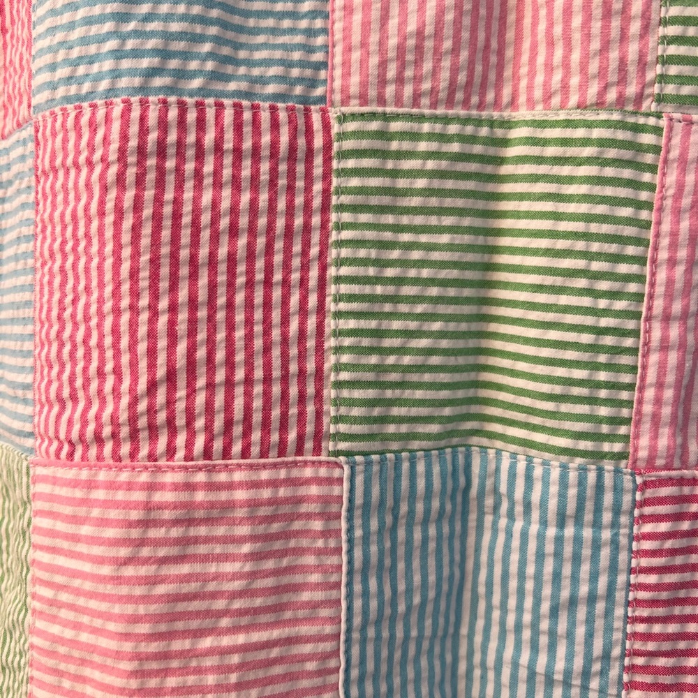 Seersucker Striped Patchwork Pencil Skirt